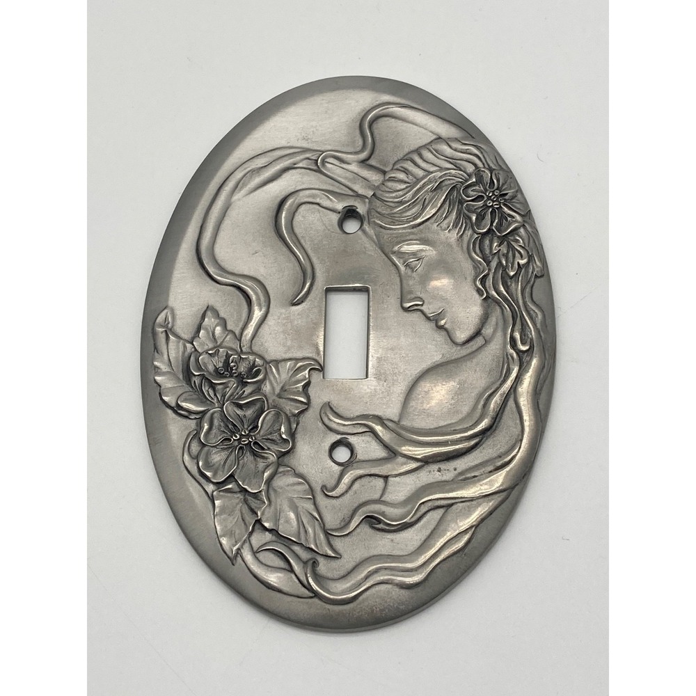 Vintage 1988 Seagull Fine Pewter Art Nouveau Lady Light Switch Cover Canada